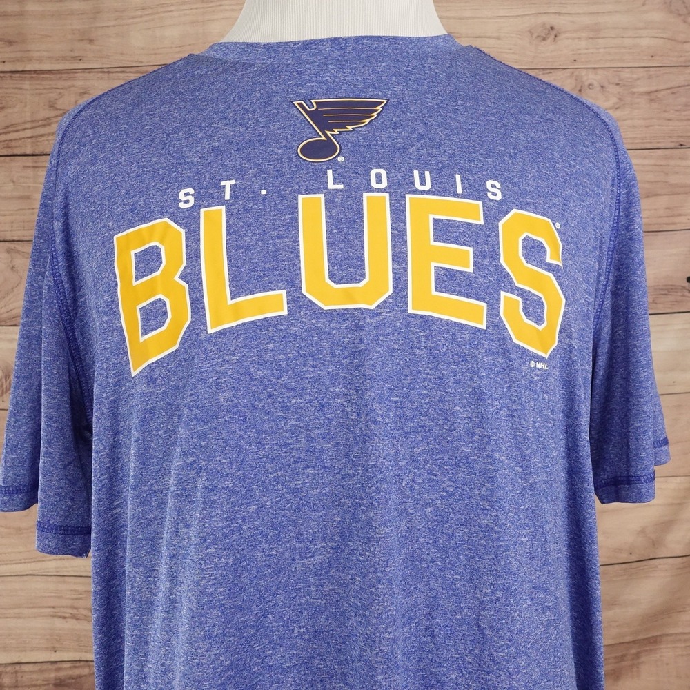 St Louis Blues Shirt XL Blue Heather Hockey Graphic Tee T-Shirt Polyester